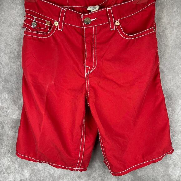 True-Religion Men's Red and White Surf Shorts Size 36 - Picture 1 of 8